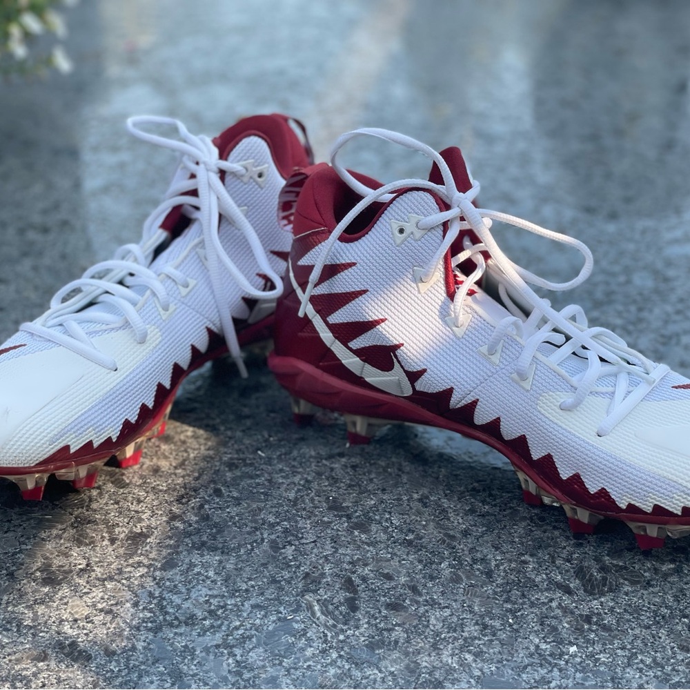 Men's dark red & white Nike Alpha Menace Football Clears